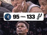 NBA西部半决赛-马刺133-95大胜森林狼，文班亚马19+15三节打卡下班
