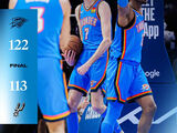 NBA西决G2-马刺113-122雷霆，文班亚马空砍21+17亚历山大30+9