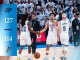 NBA西决-雷霆127-114擒马刺拿下天王山，SGA17罚16中32分 文班20+6